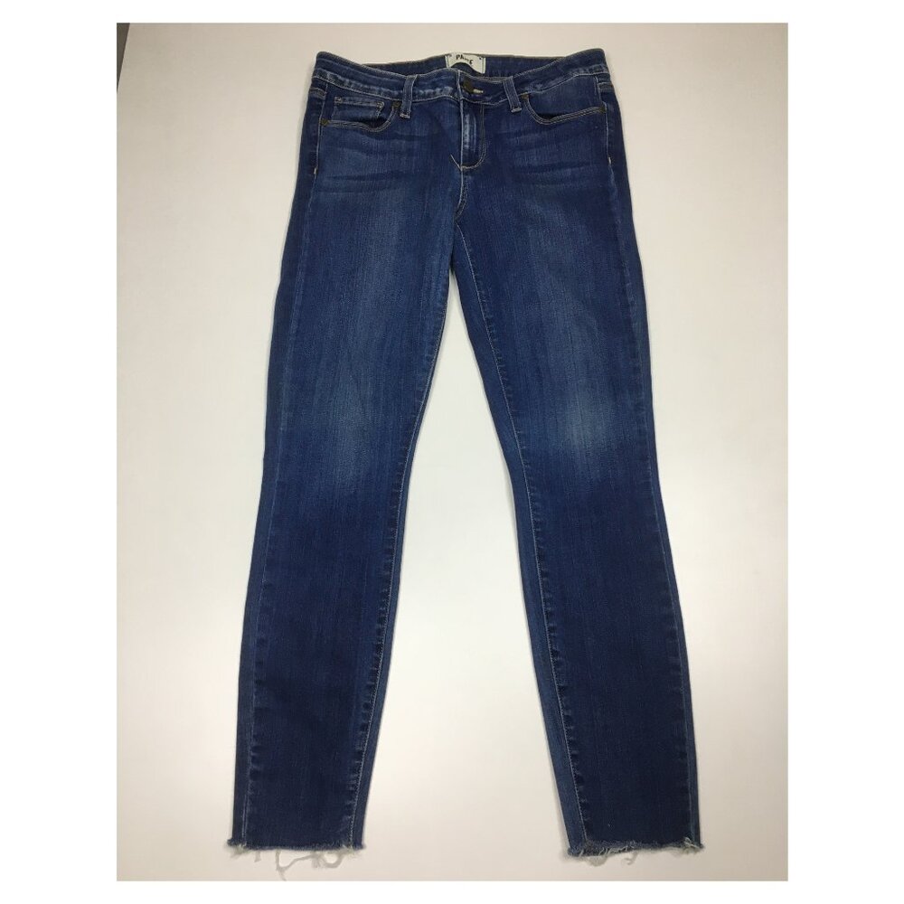 PAIGE Orson Wash Verdugo Ankle Raw Edge Hem 5 Pocket Logo Hardware Jeans